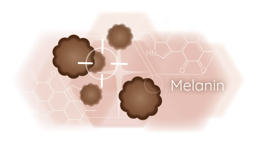 graphic melanin molecules illustration and cehmical structure